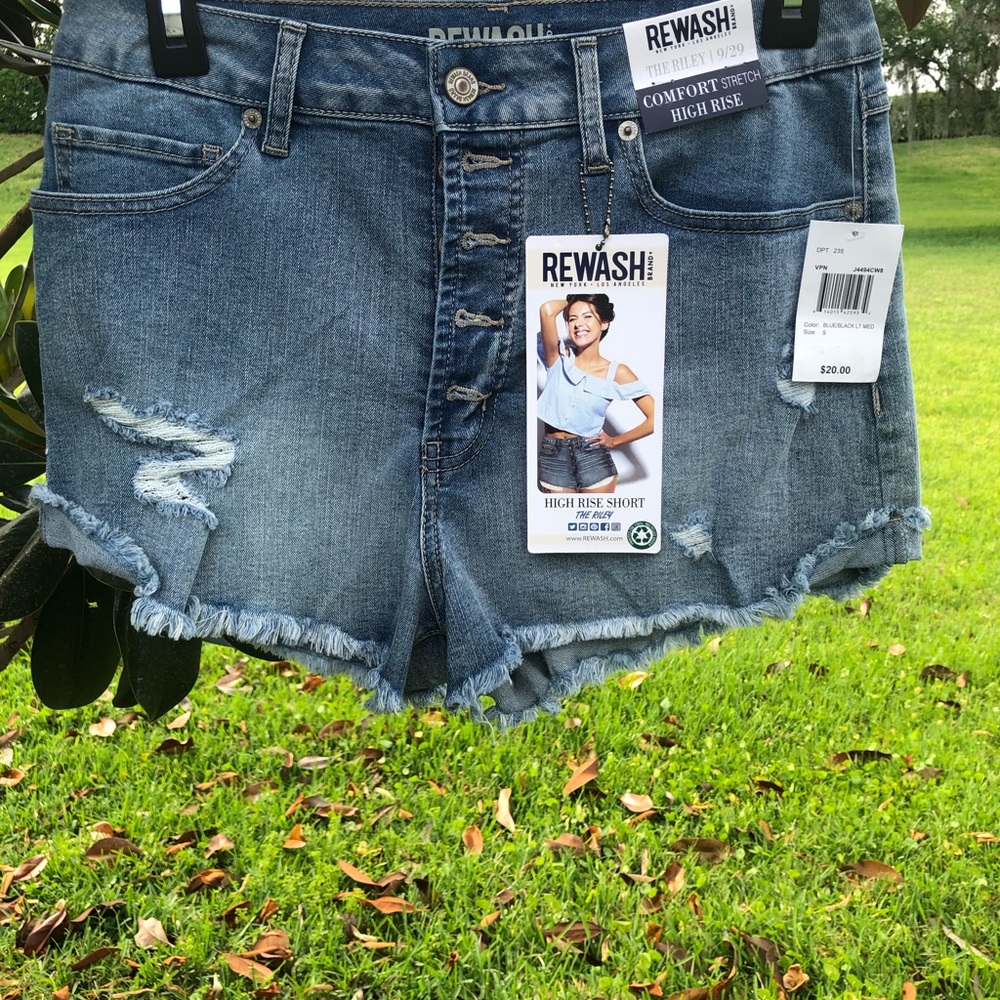REWASH The Riley Comfort Stretch High Rise Button Fly Jean Shorts 9 NWT